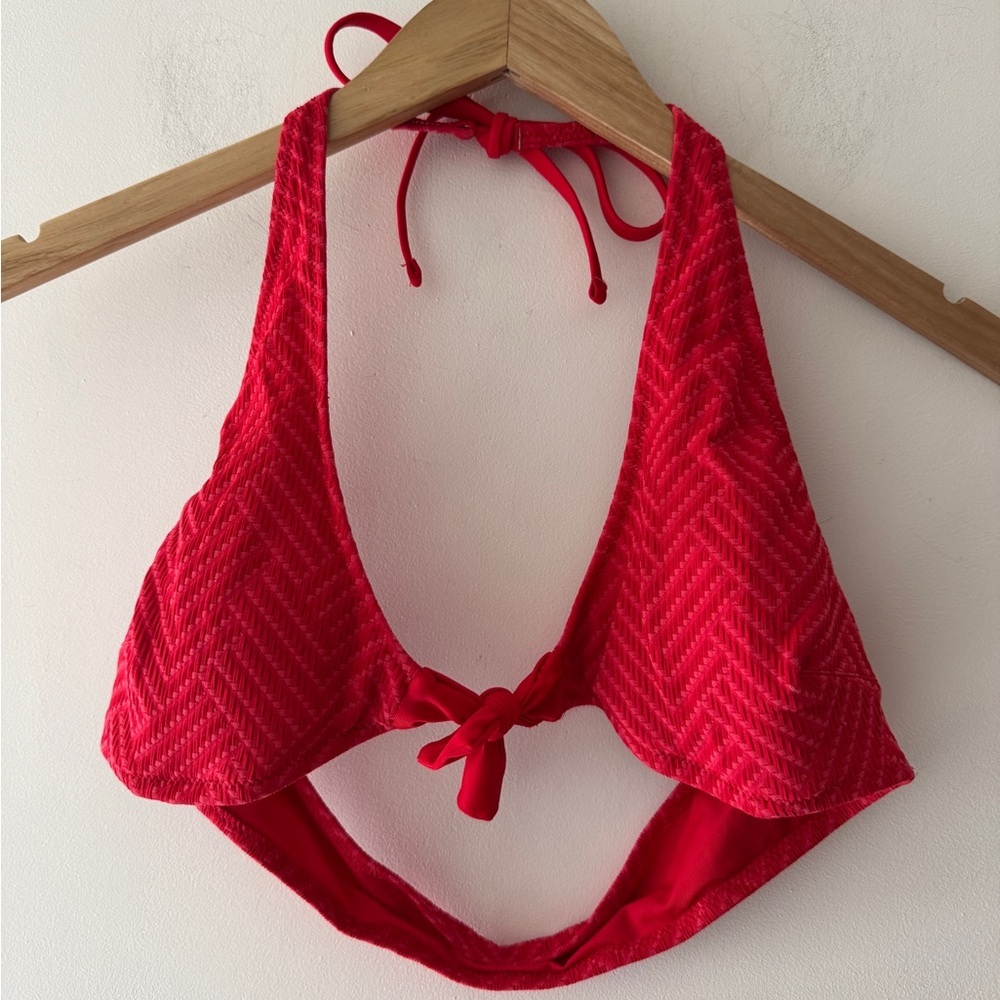 Aerie Womens Red‎ Triangle Padded Halter Bikini Swim Suit Top